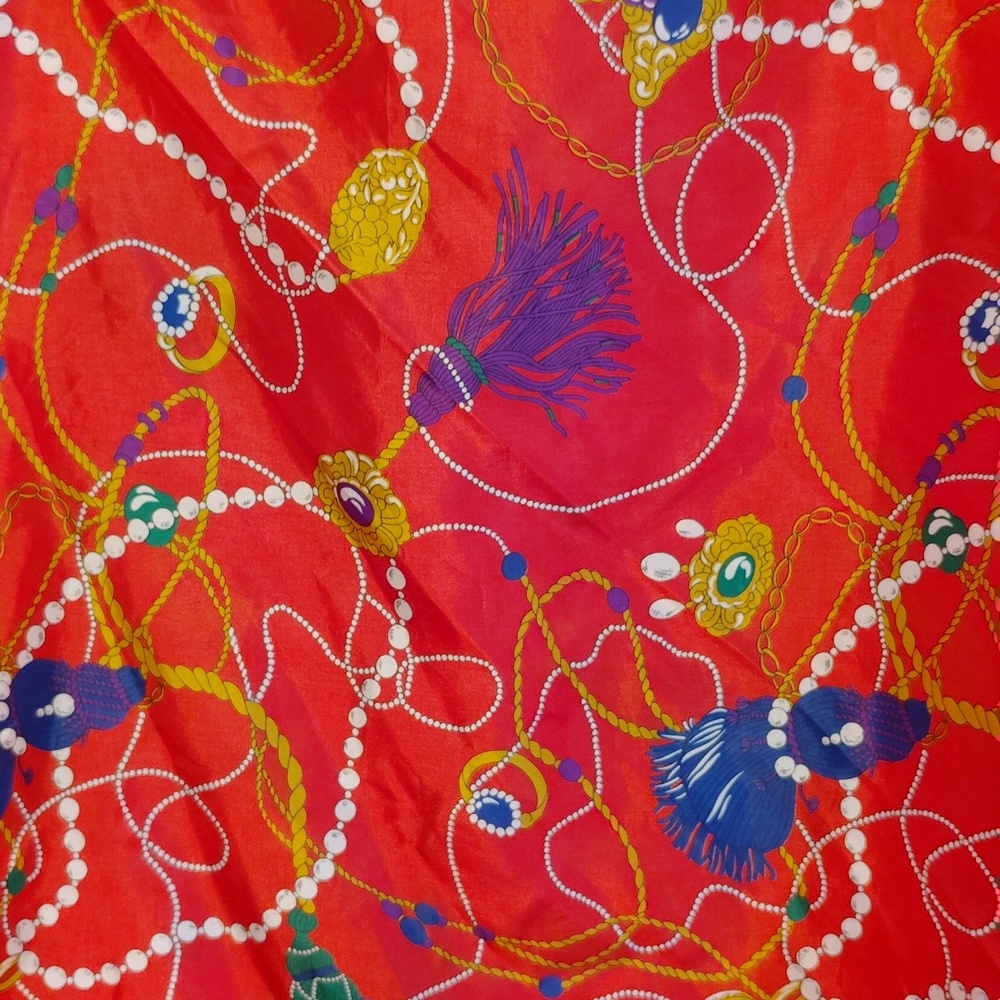 Vibrant Coral Patterned Women's Scarf - Picture 4 of 5